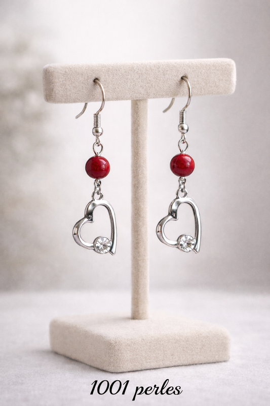 Boucles d'oreilles Coeur rouge
