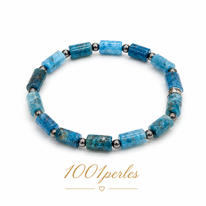 Bracelet Apatite Bleue & Hématite – Clarté et Confiance